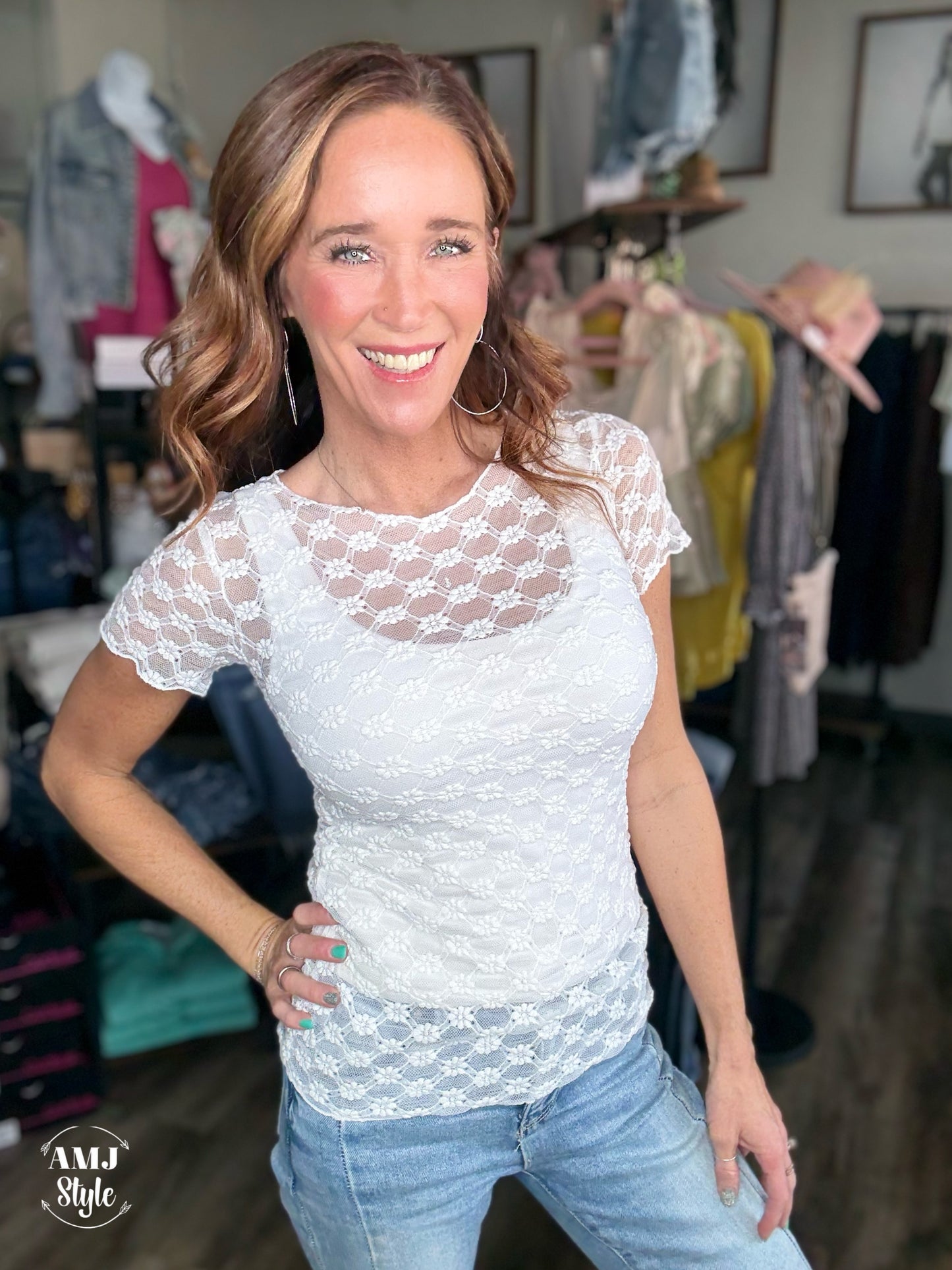 Sheer Daisy Lace Top