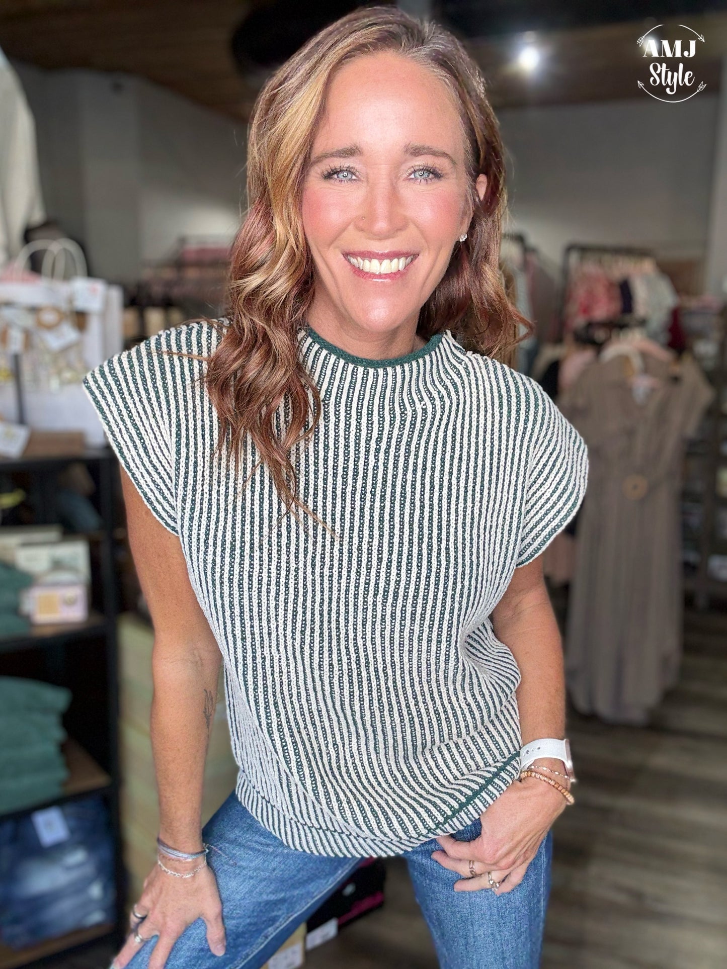 Cozy Cap Sleeve Sweater - Forest