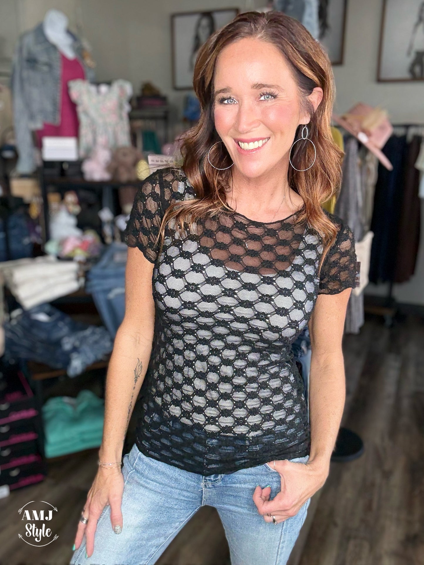 Sheer Daisy Lace Top