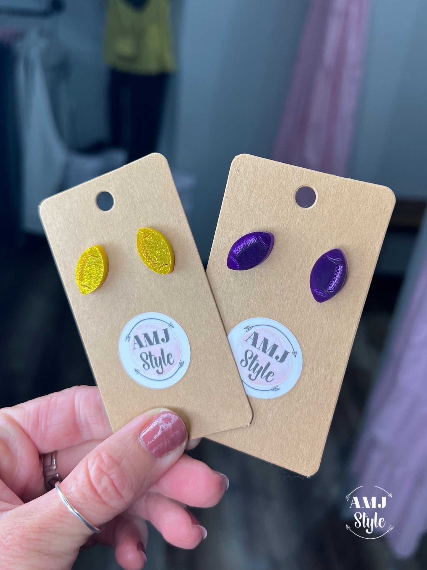 Purple & Yellow Football Studs