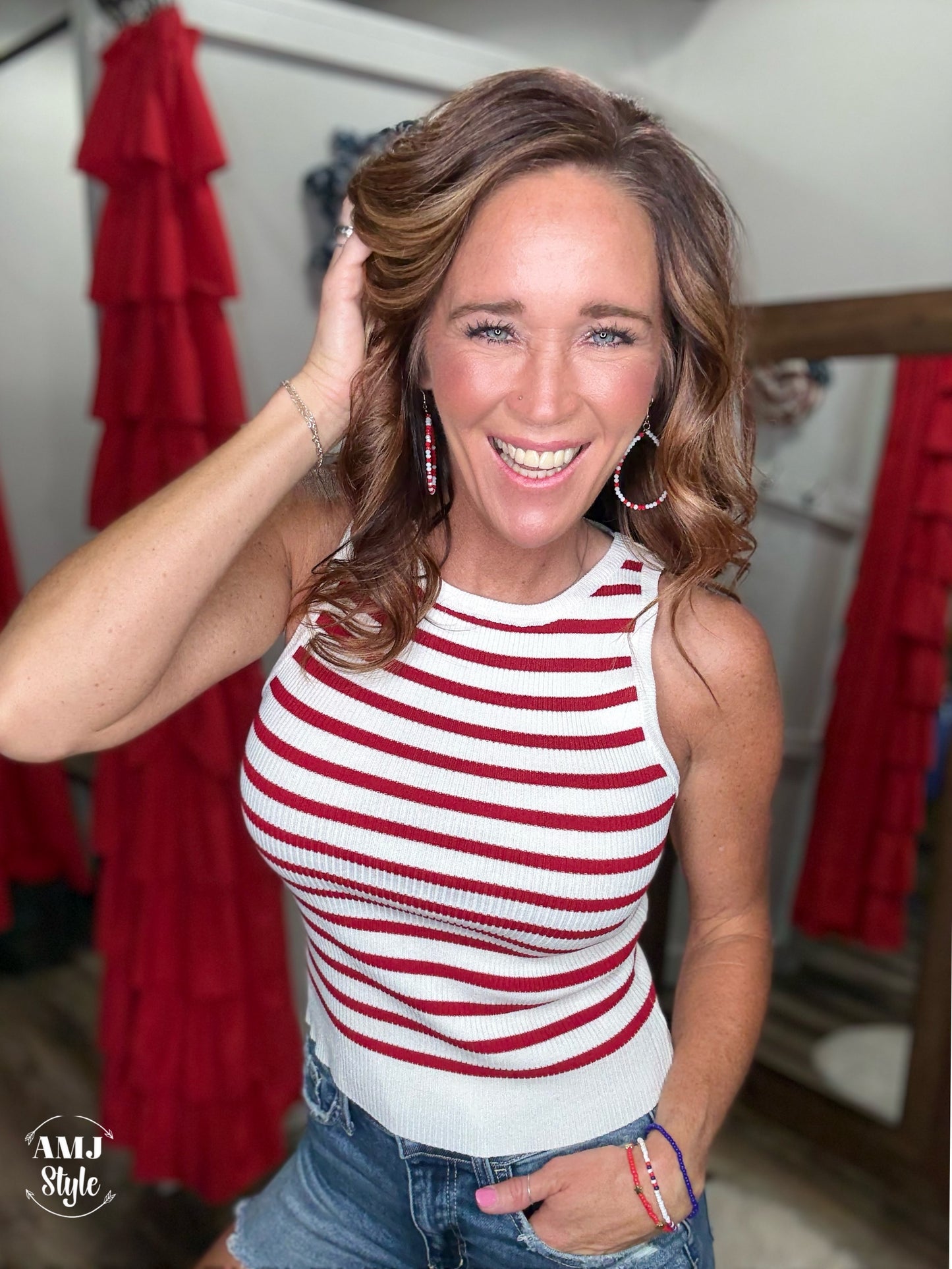 Bold Striped Crew Tank
