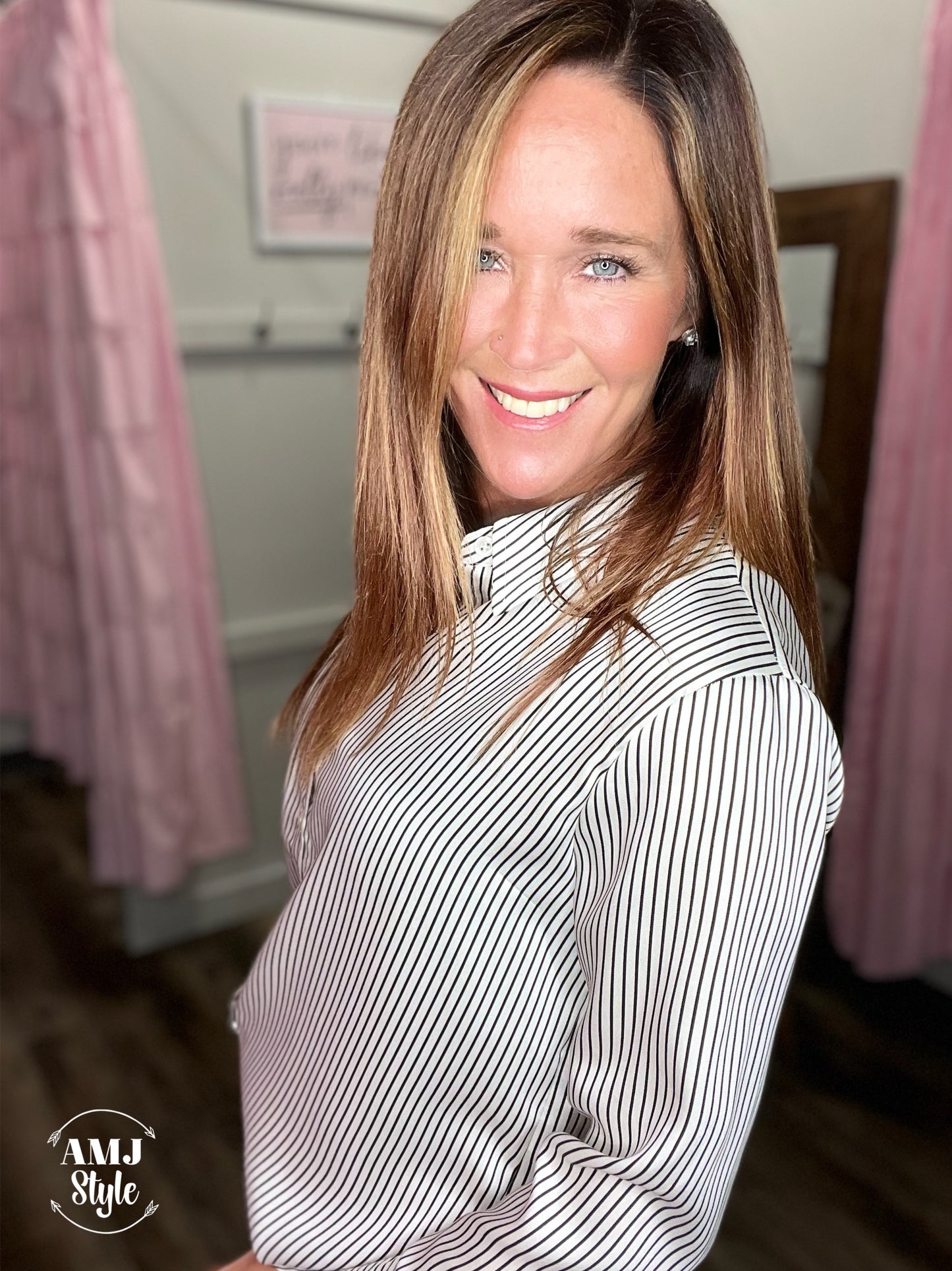 Pin Stripe Linen Top