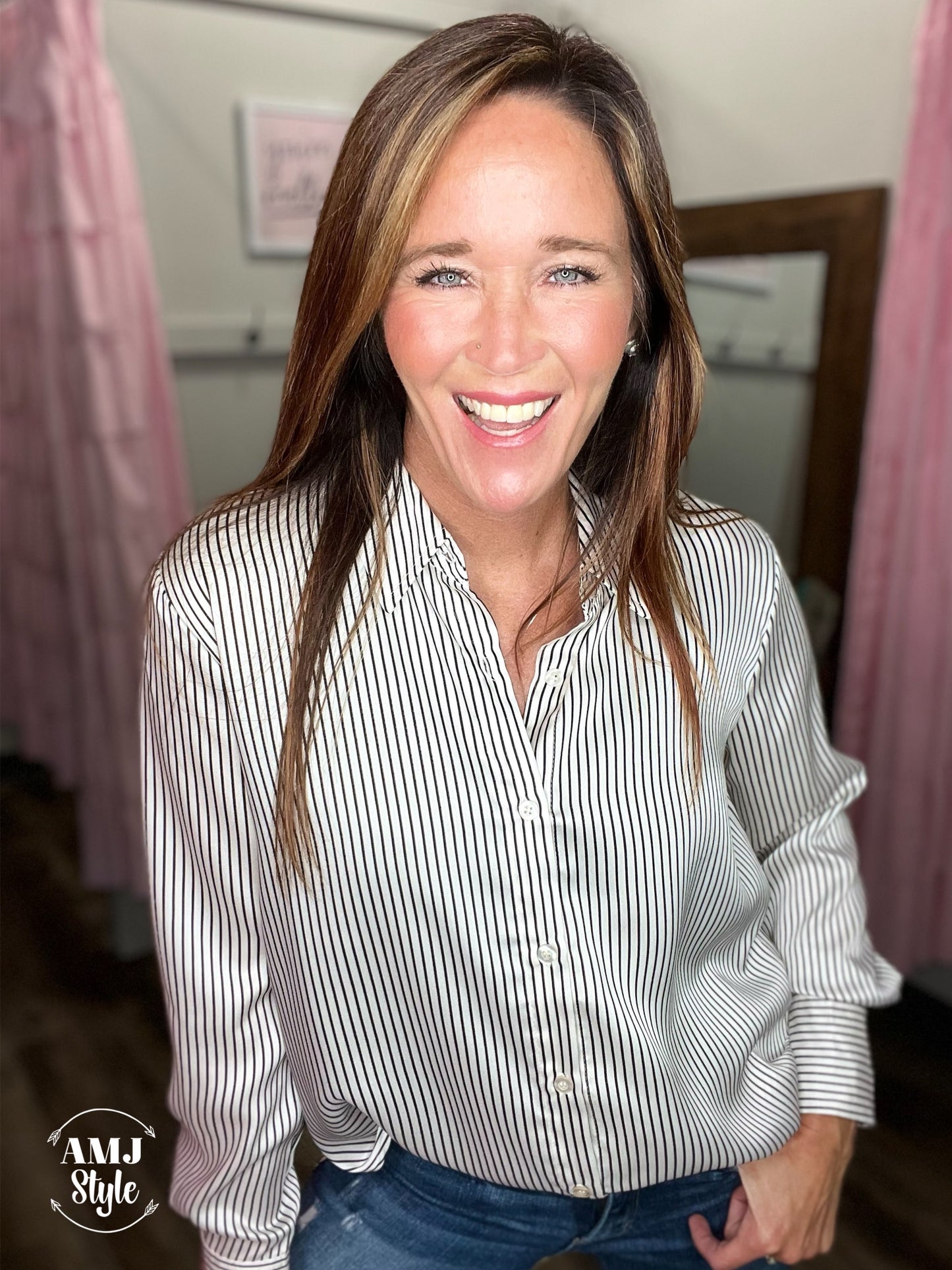 Pin Stripe Linen Top