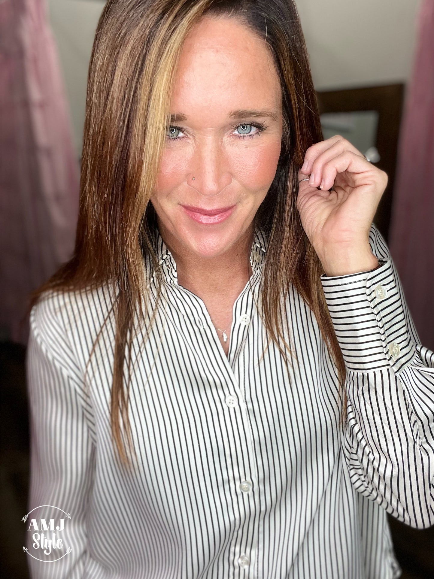 Pin Stripe Linen Top