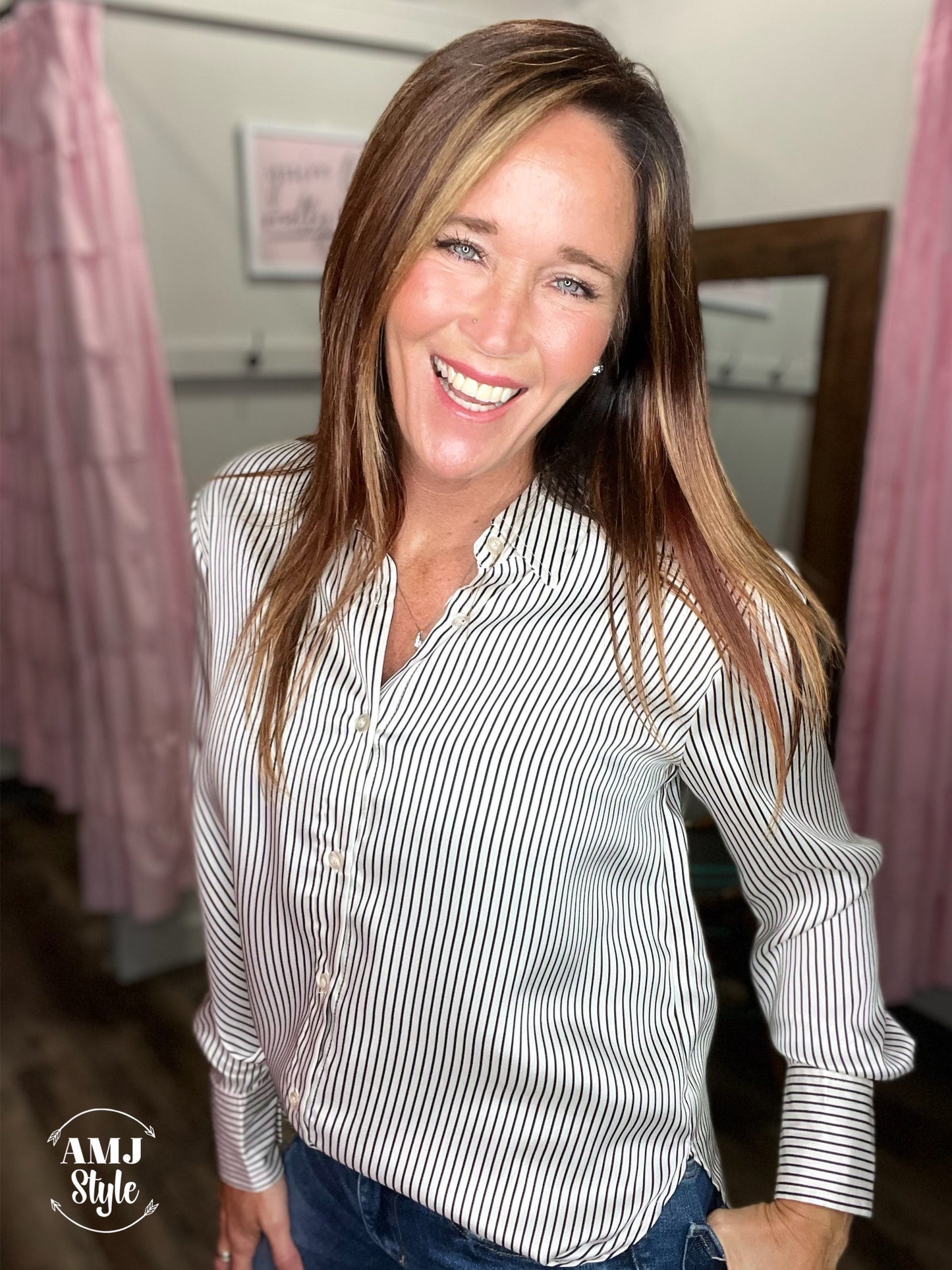 Pin Stripe Linen Top