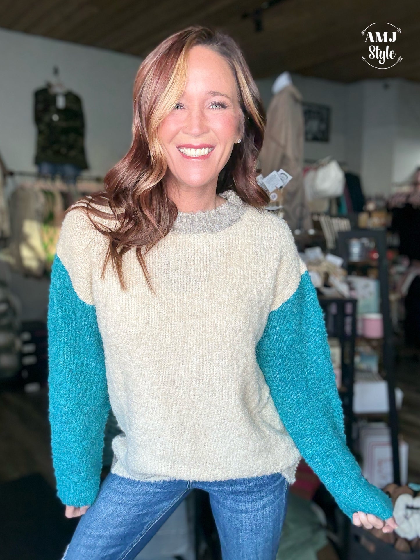 Plush Color Block Sweater