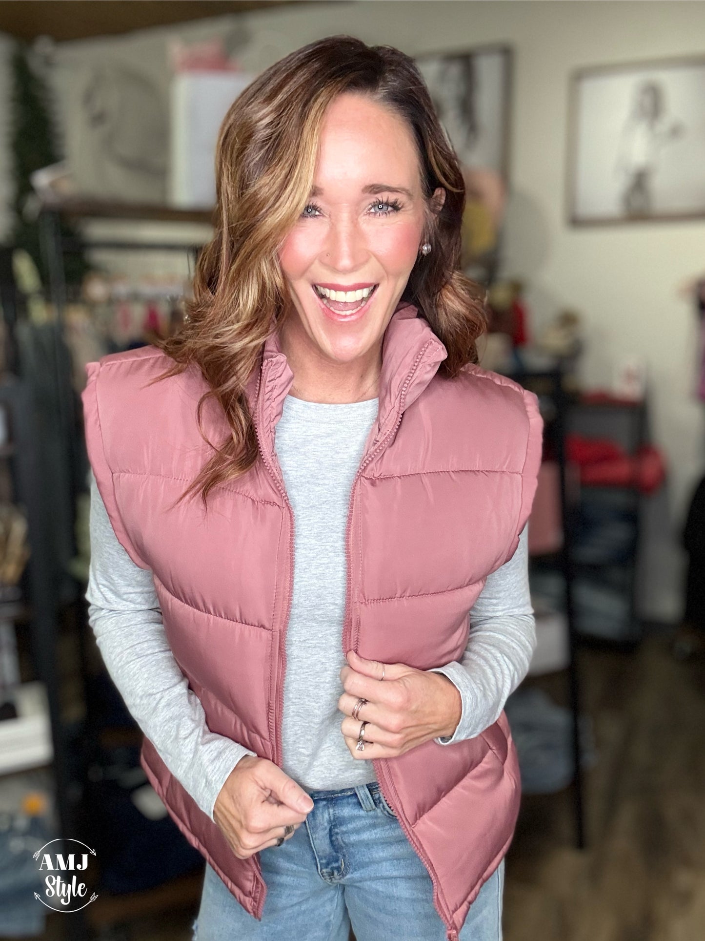 Poppy Puffer Vest - Mauve