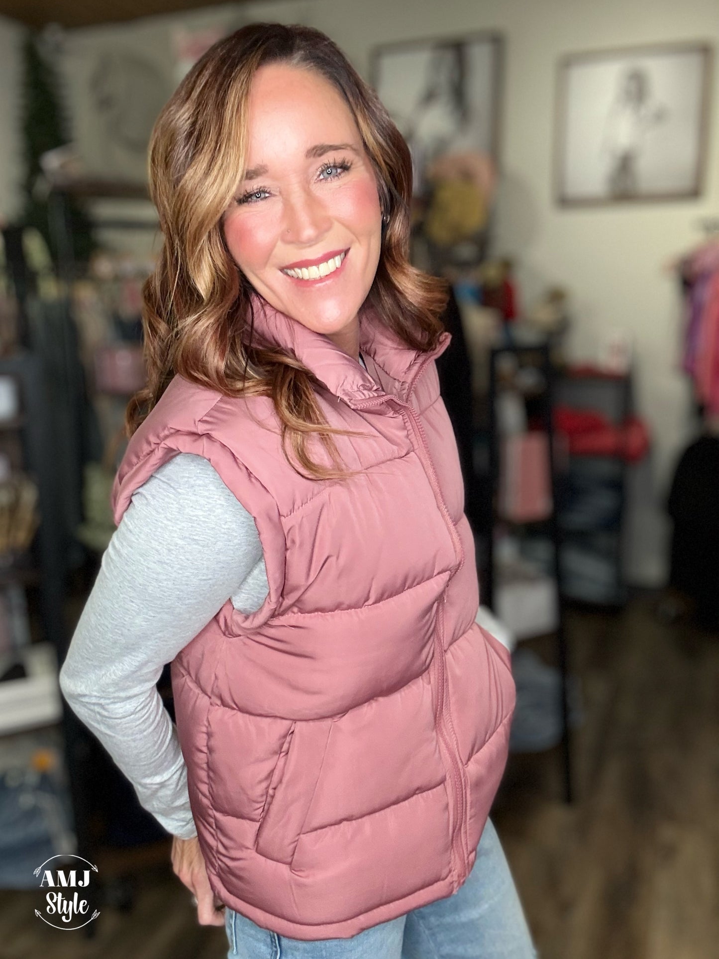 Poppy Puffer Vest - Mauve
