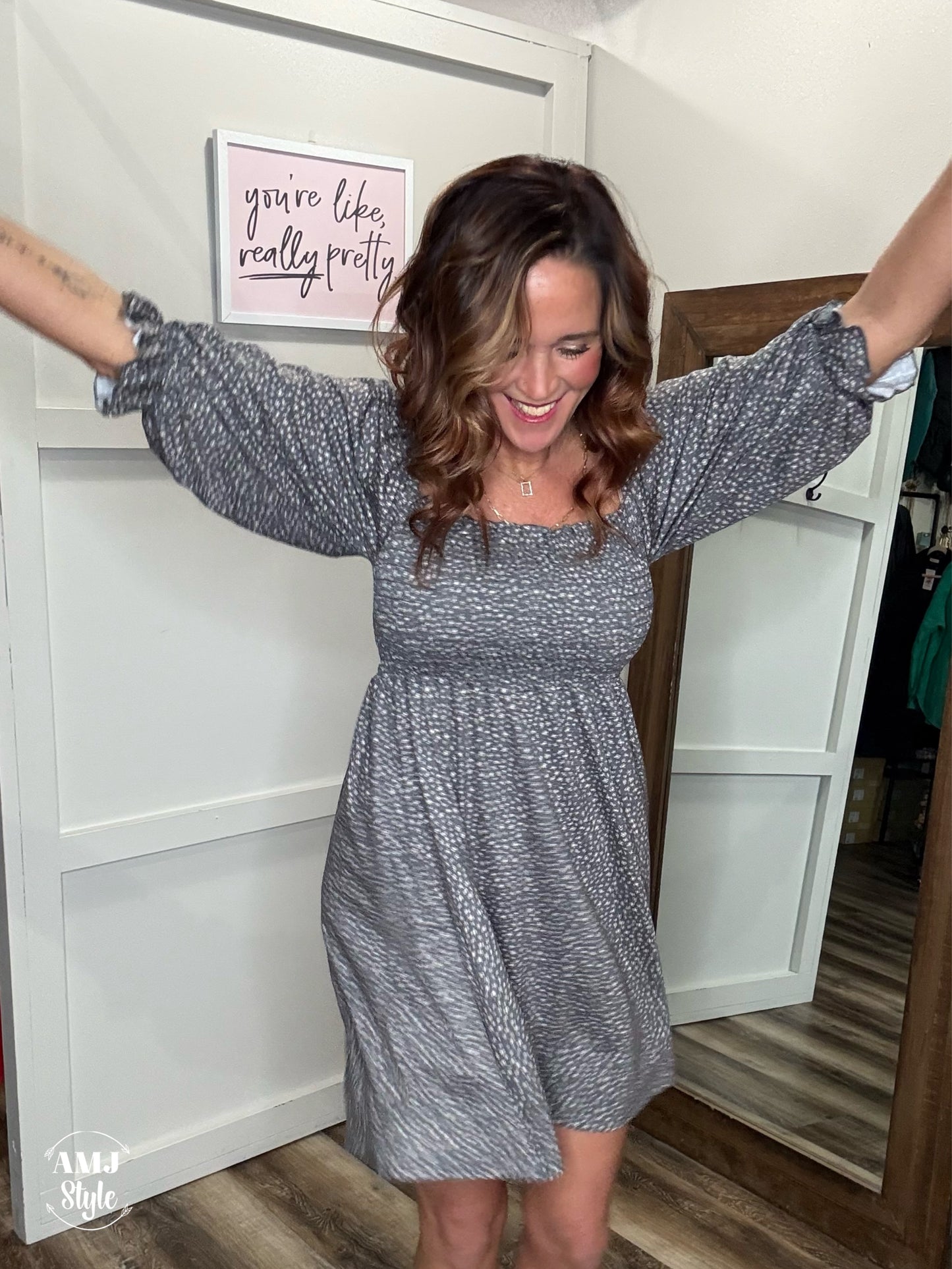 Ditsy Smocked Babydoll Dress