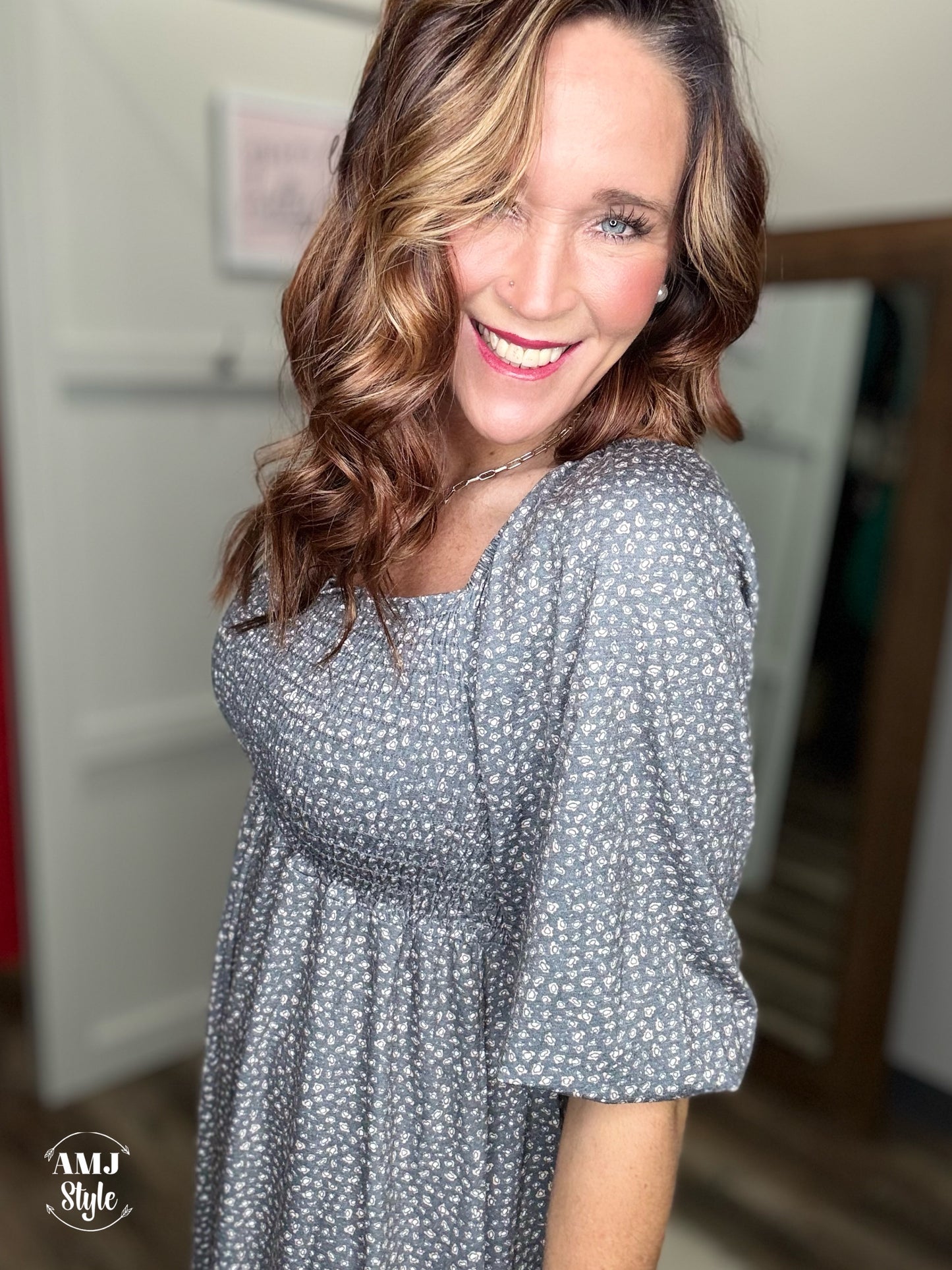 Ditsy Smocked Babydoll Dress