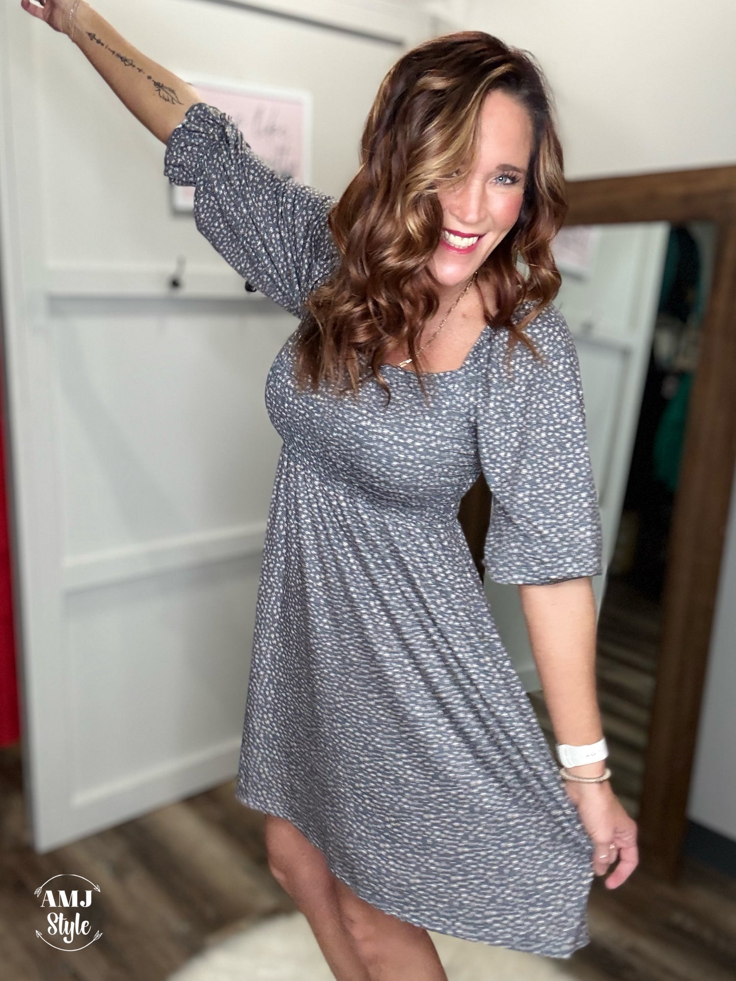 Ditsy Smocked Babydoll Dress