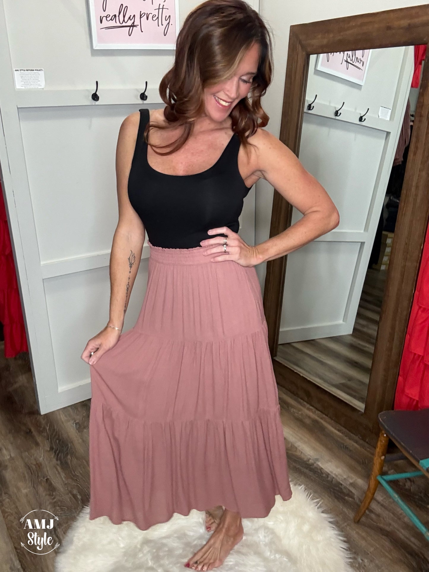 Blush Tiered Skirt
