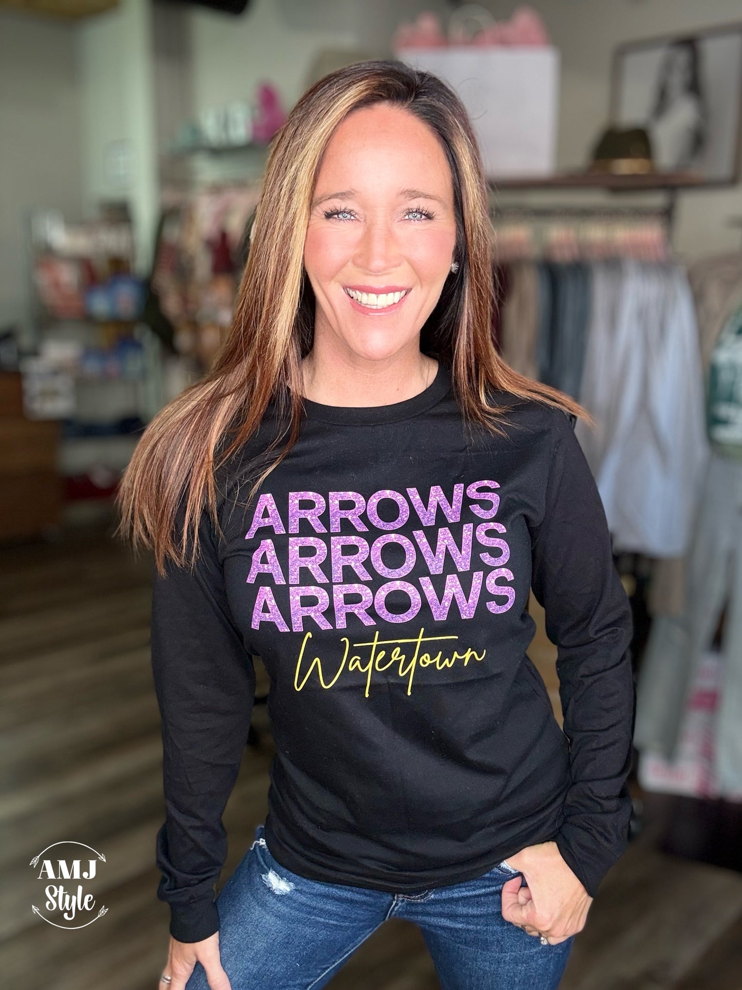 Purple Sparkle Long Sleeve Arrow Tee