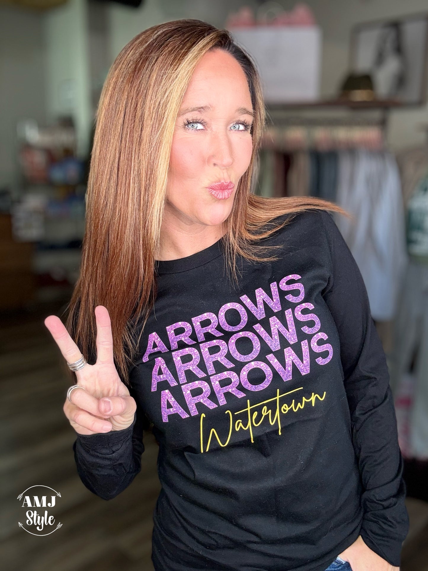 Purple Sparkle Long Sleeve Arrow Tee