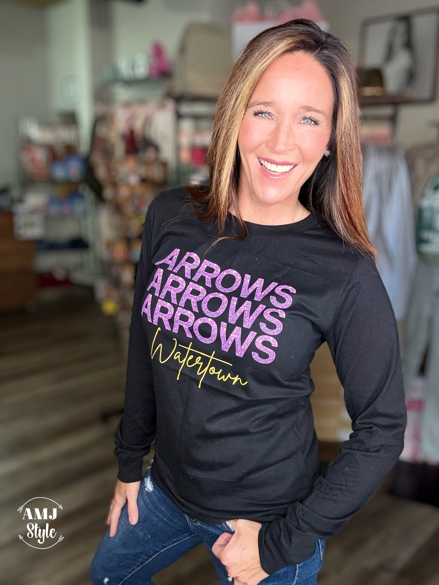 Purple Sparkle Long Sleeve Arrow Tee