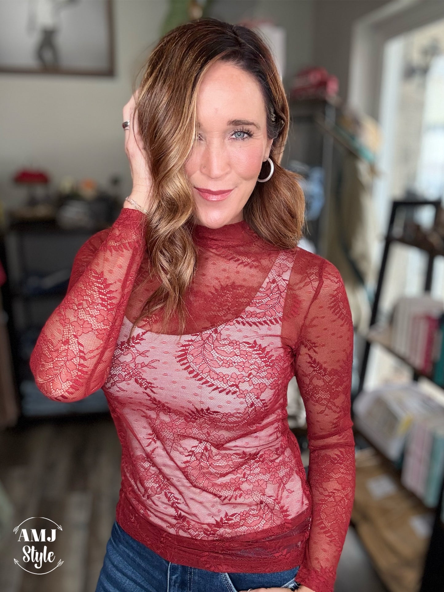 Write it in Red Mesh Top