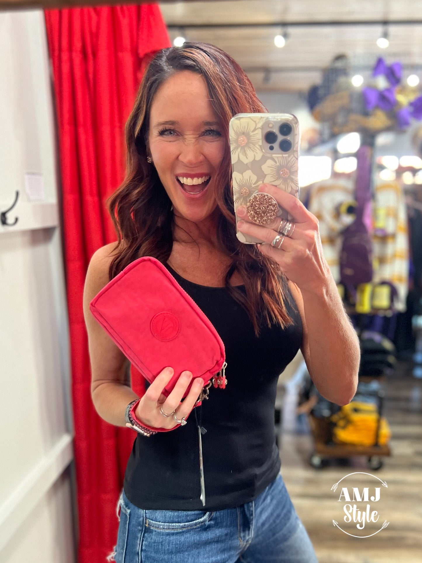 Malibu Wristlet washed nylon three zipper