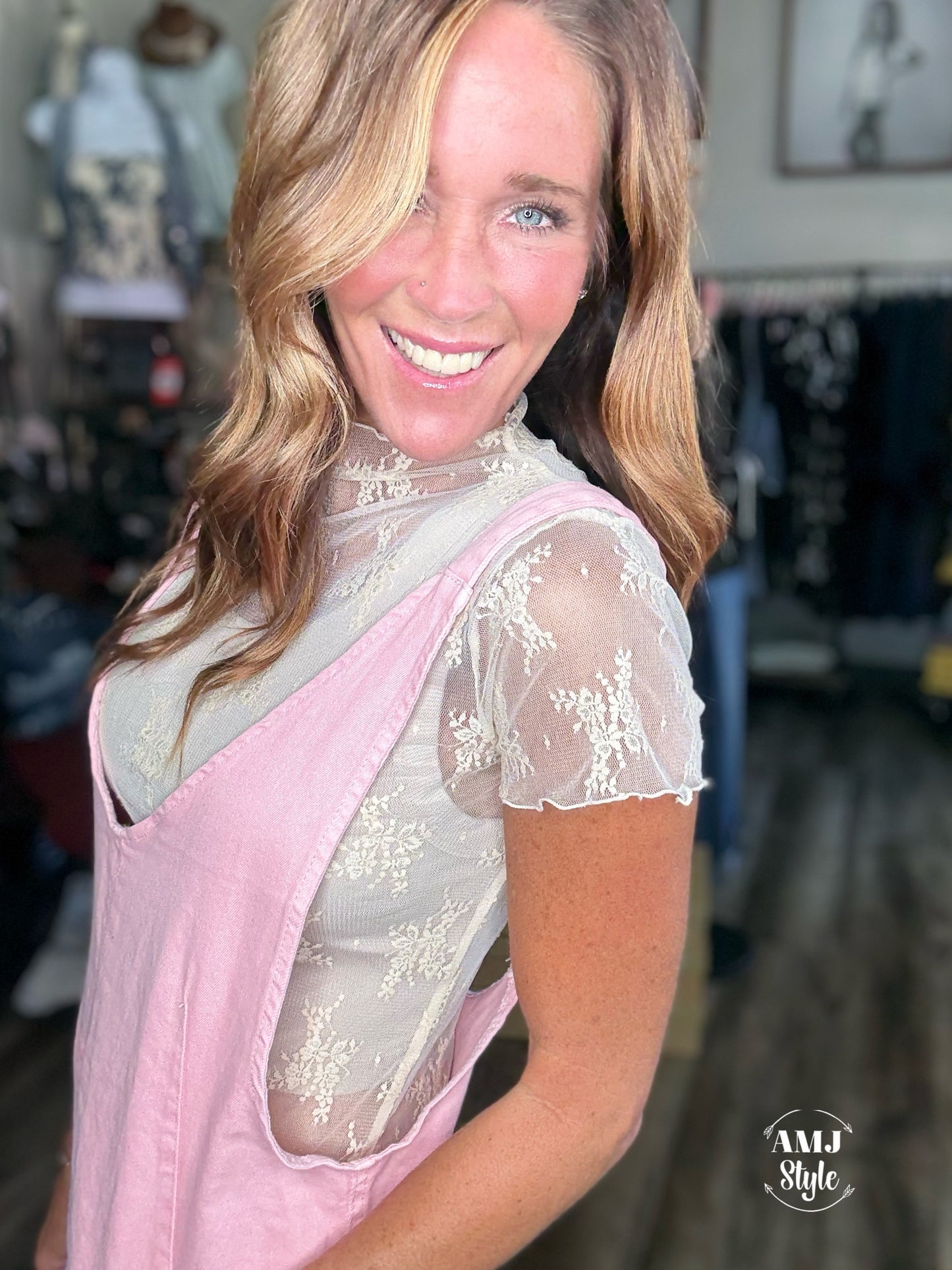 Blush Pink Denim Jumper