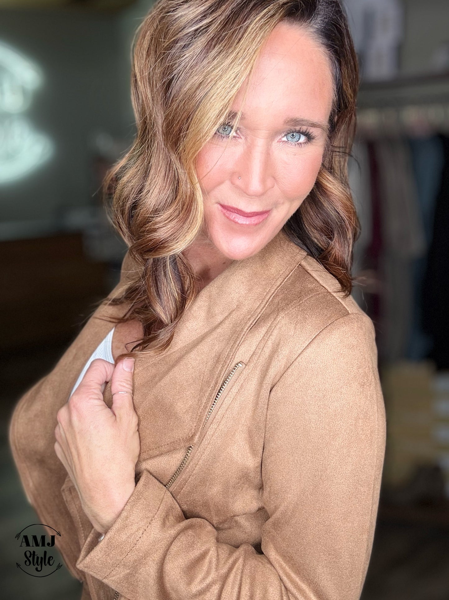 Faux Suede Moto Jacket