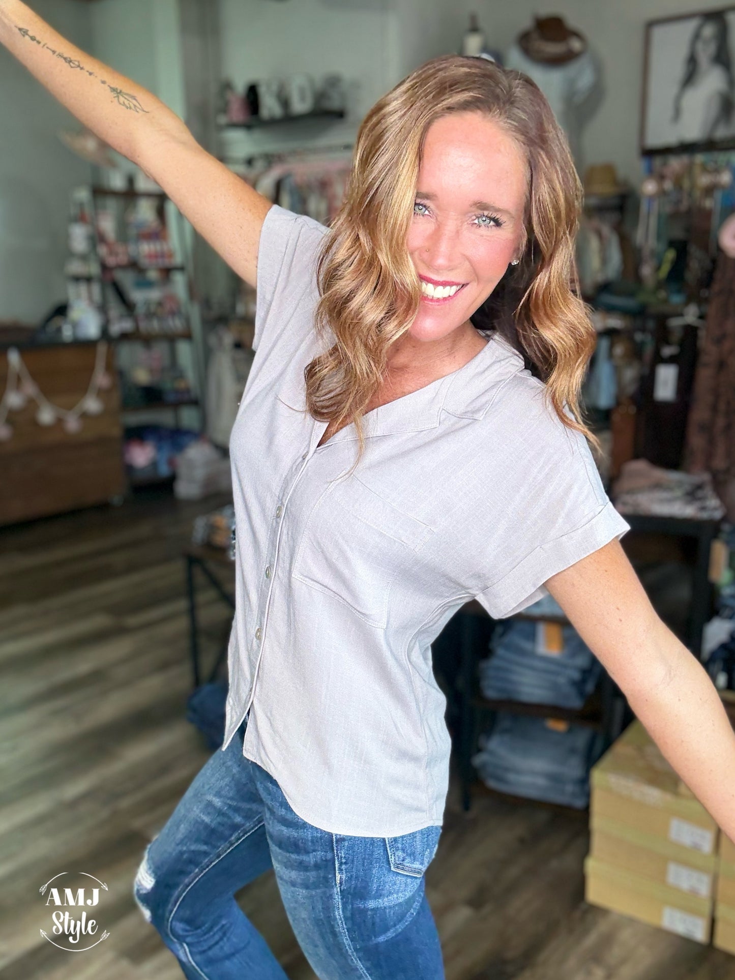 Wistful Button Down Top - Natural