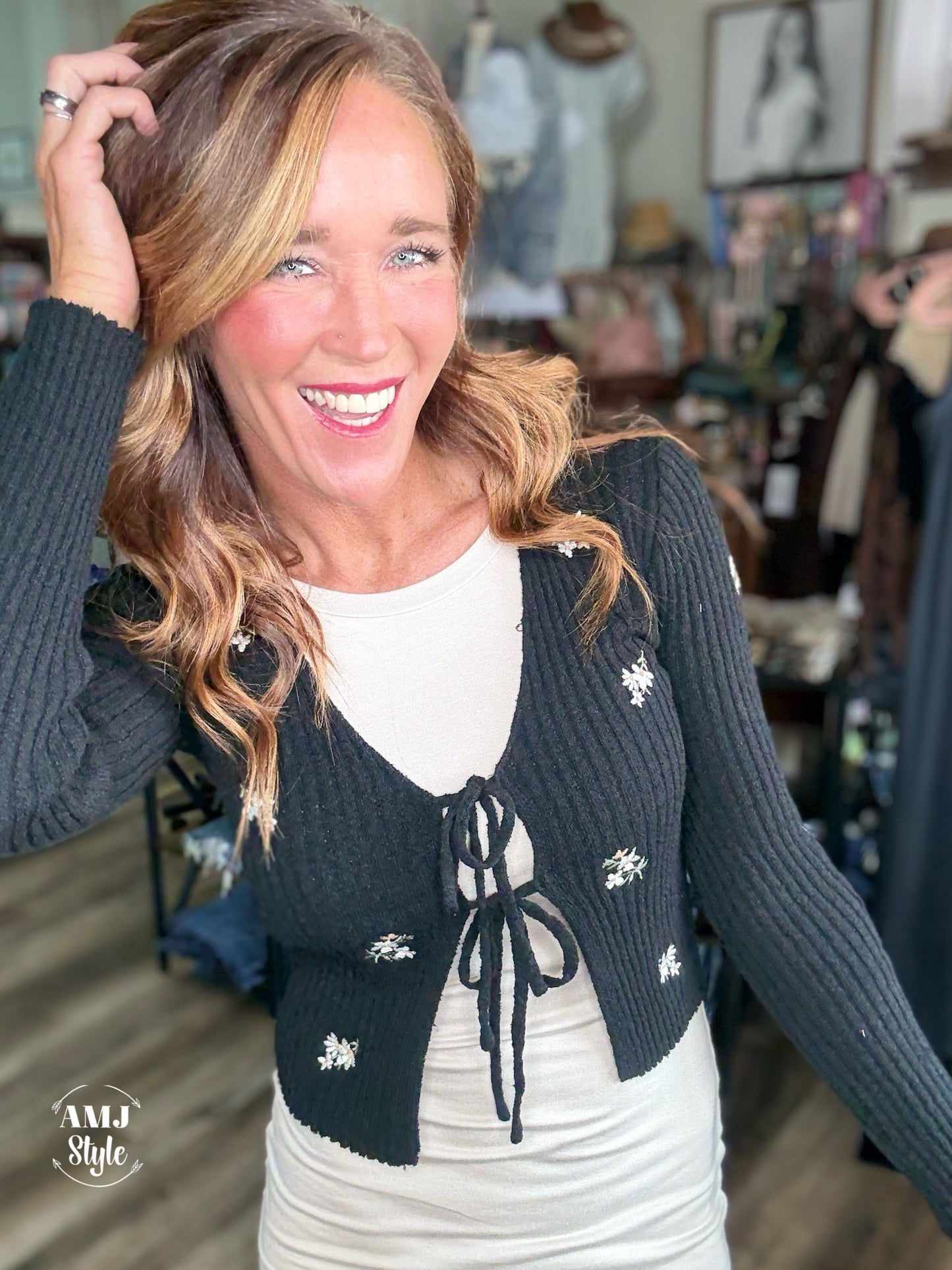 Garden Bloom Tie Sweater