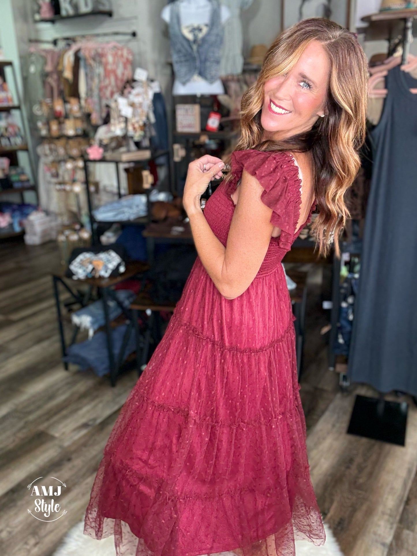 Vibrant Rose Maxi Dress