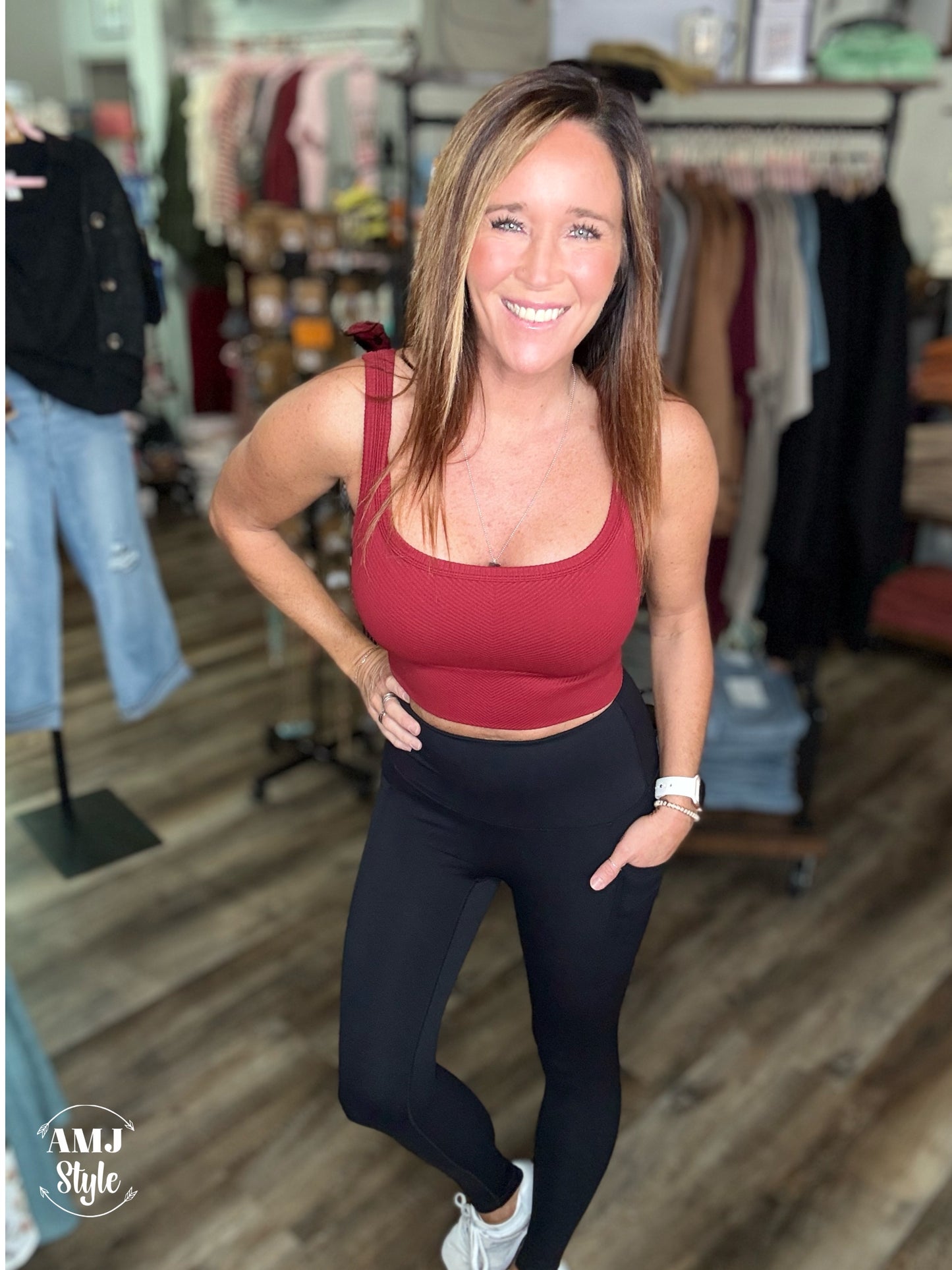 Palmer Pocketed Suck & Tuck Leggings - Black