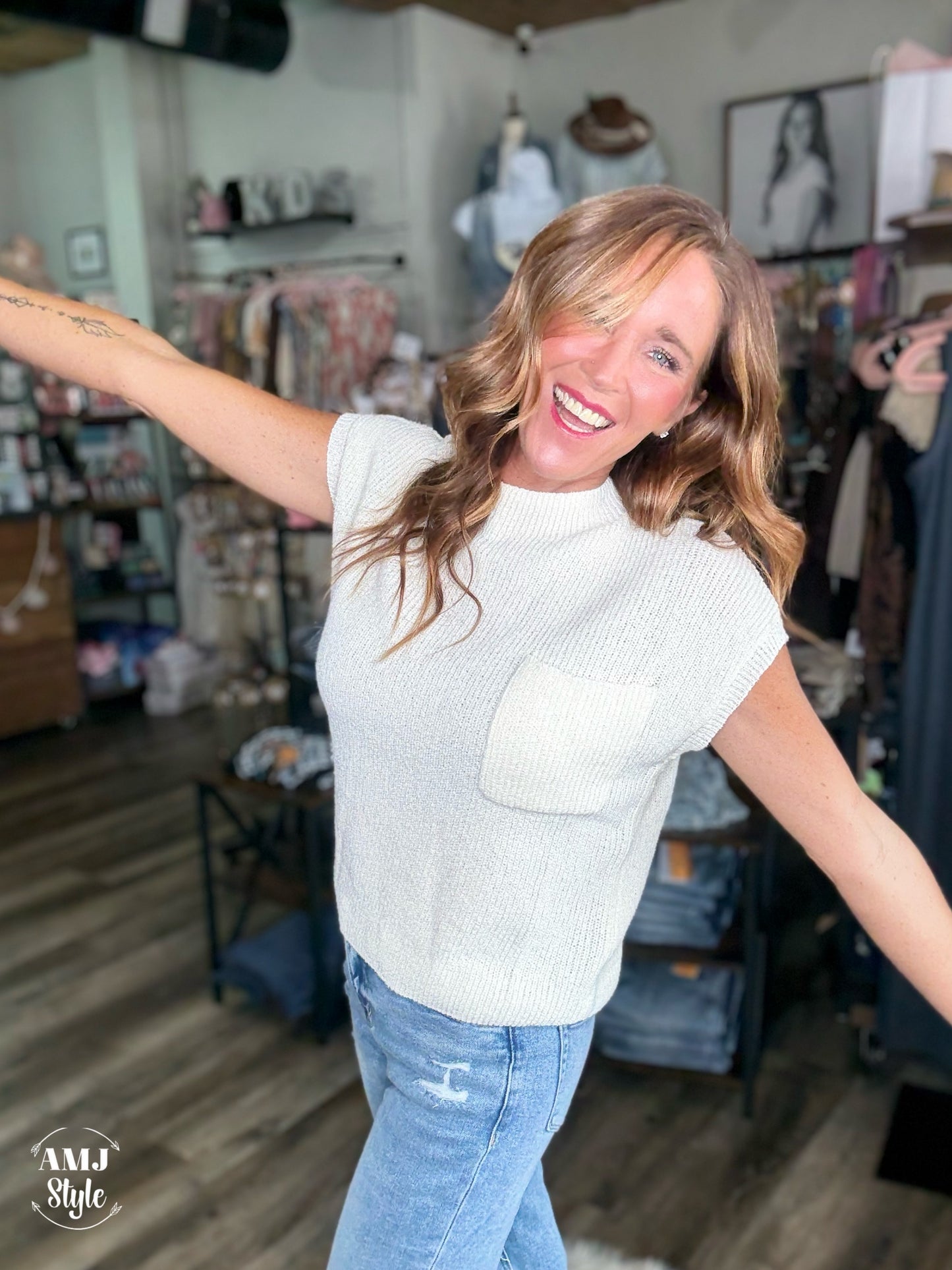 Knitted Hug Sweater Top - Ivory