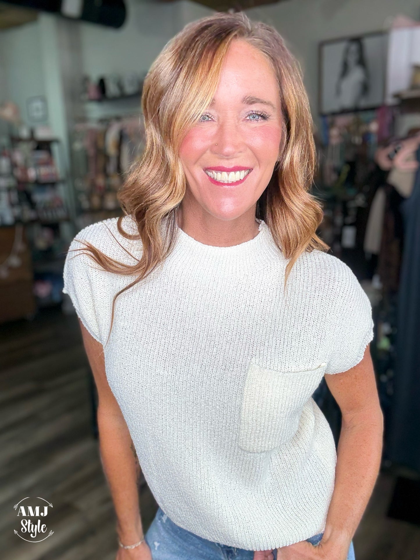 Knitted Hug Sweater Top - Ivory