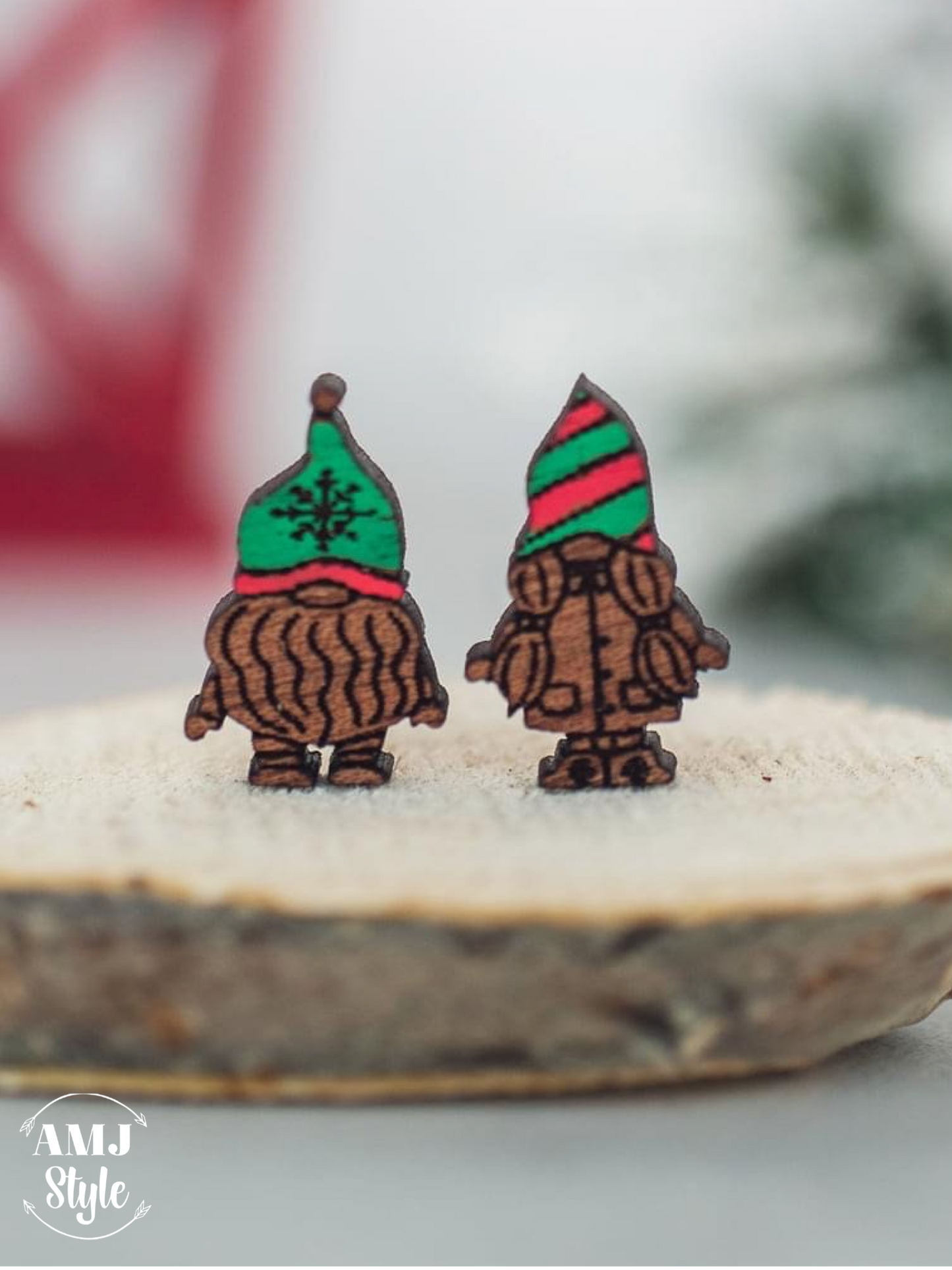 Christmas Gnome Wood Studs