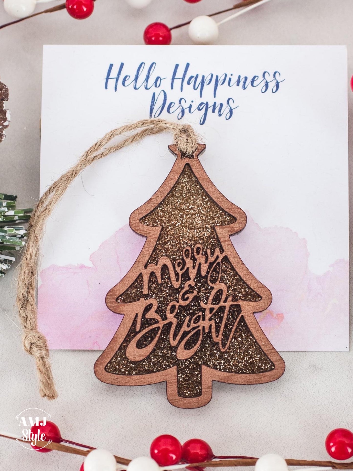 Wooden Merry & Bright Ornaments