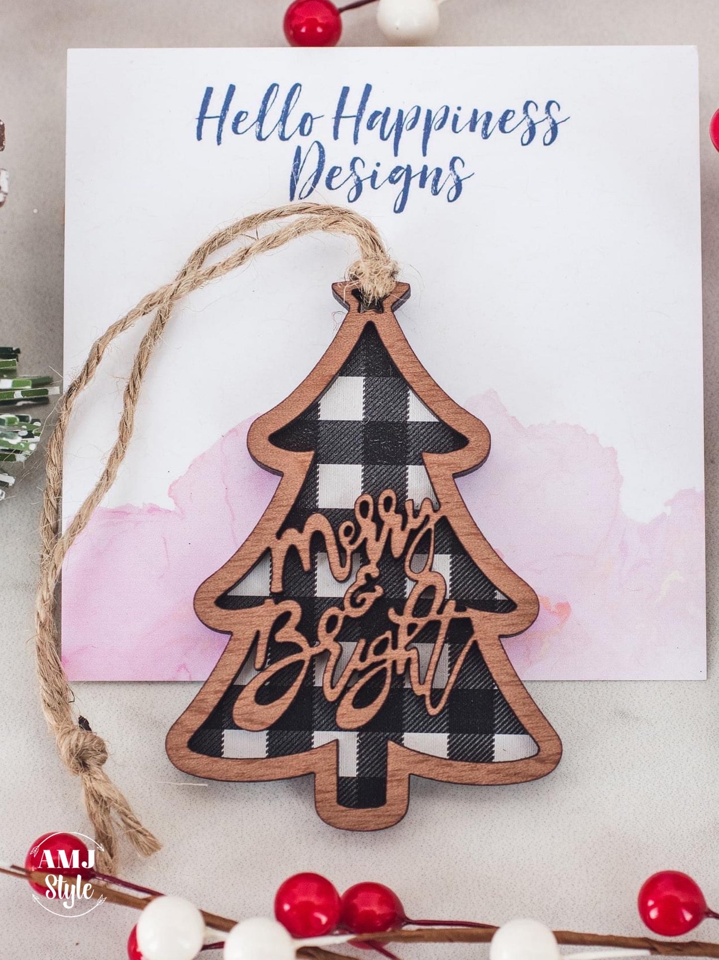 Wooden Merry & Bright Ornaments