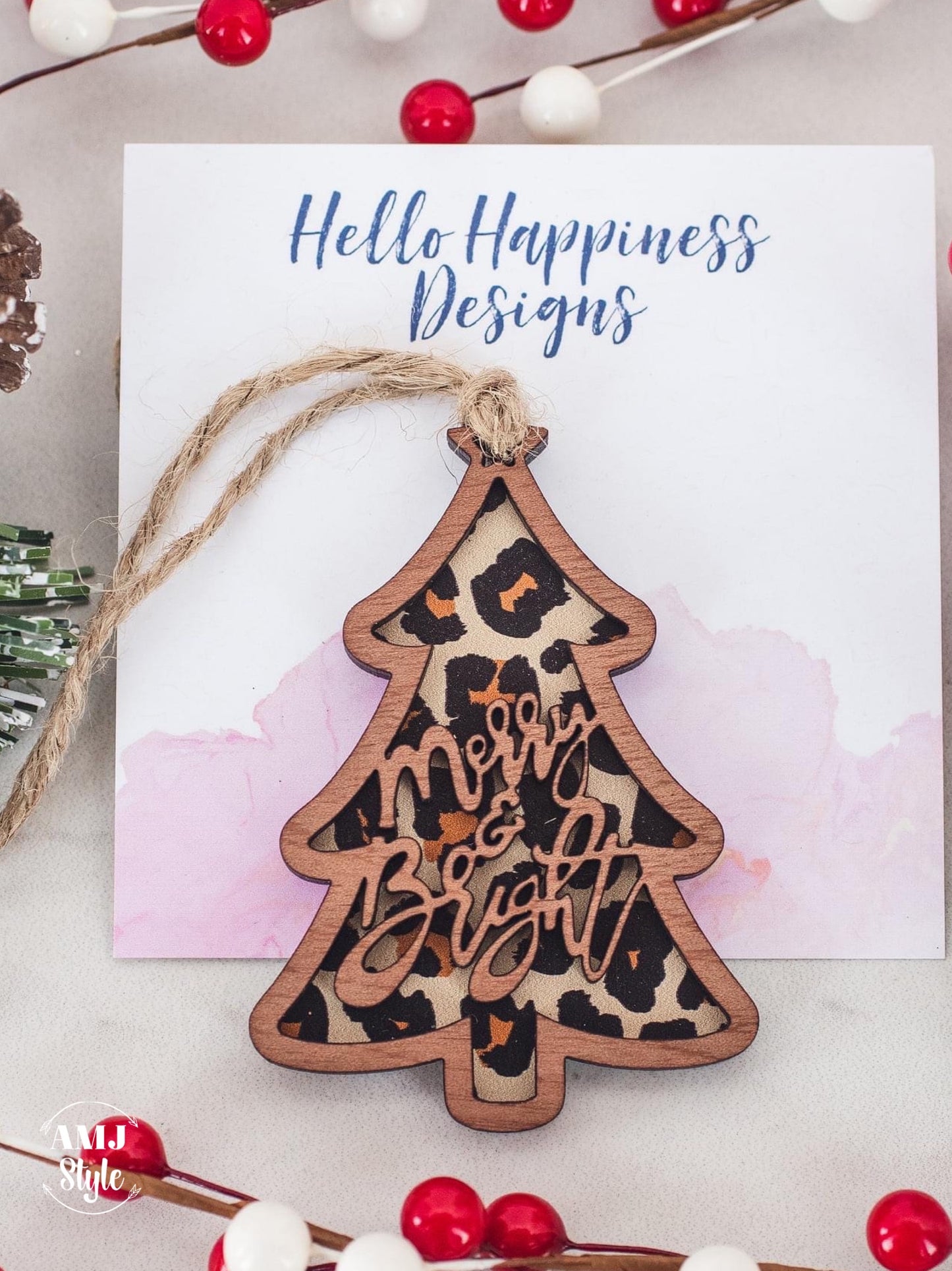 Wooden Merry & Bright Ornaments