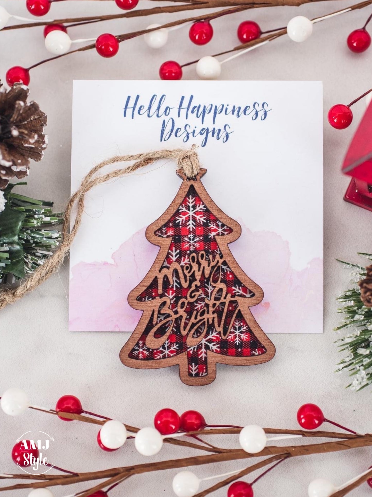 Wooden Merry & Bright Ornaments