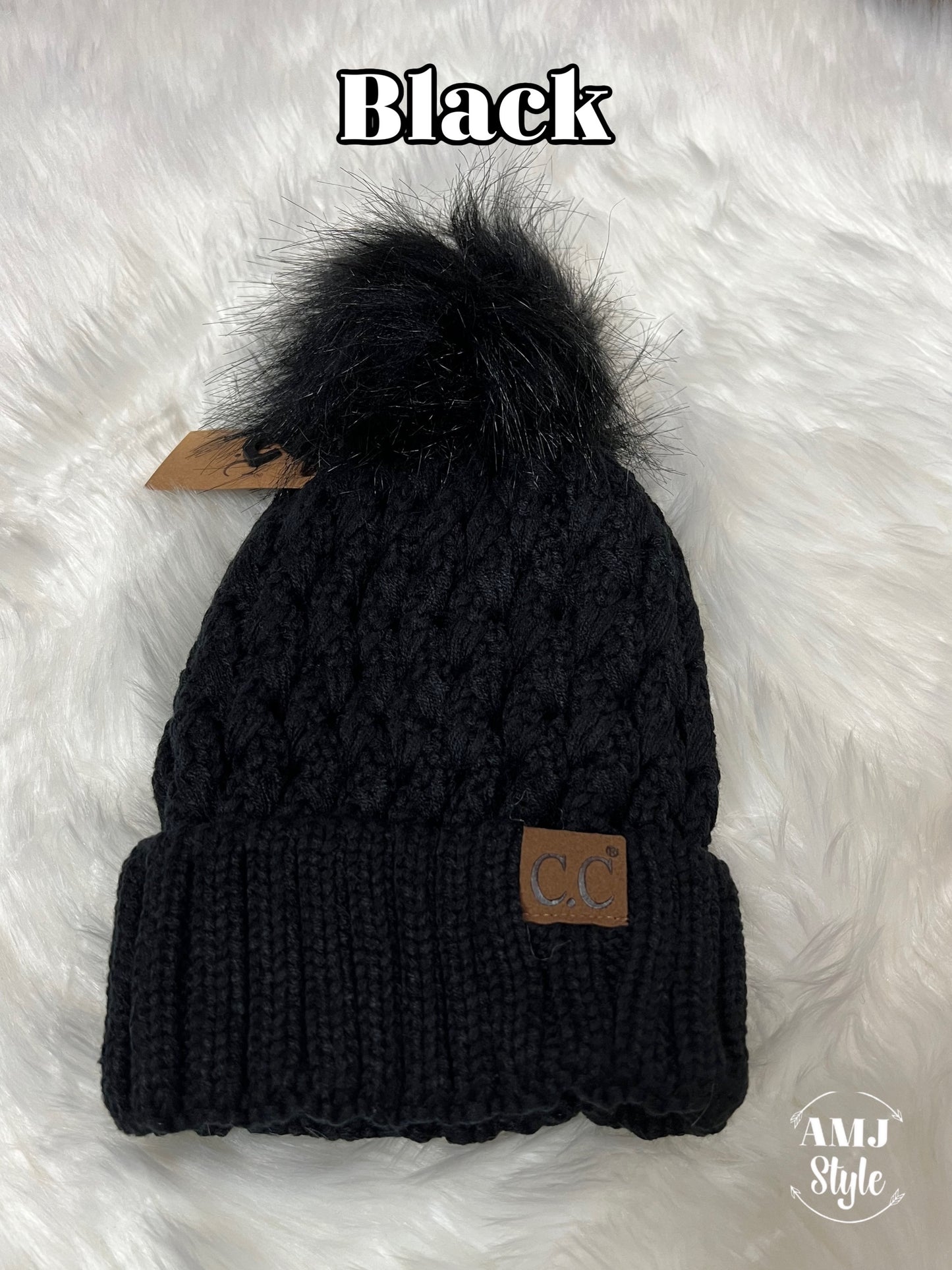 Cozy Cable Knit Pom Beanie