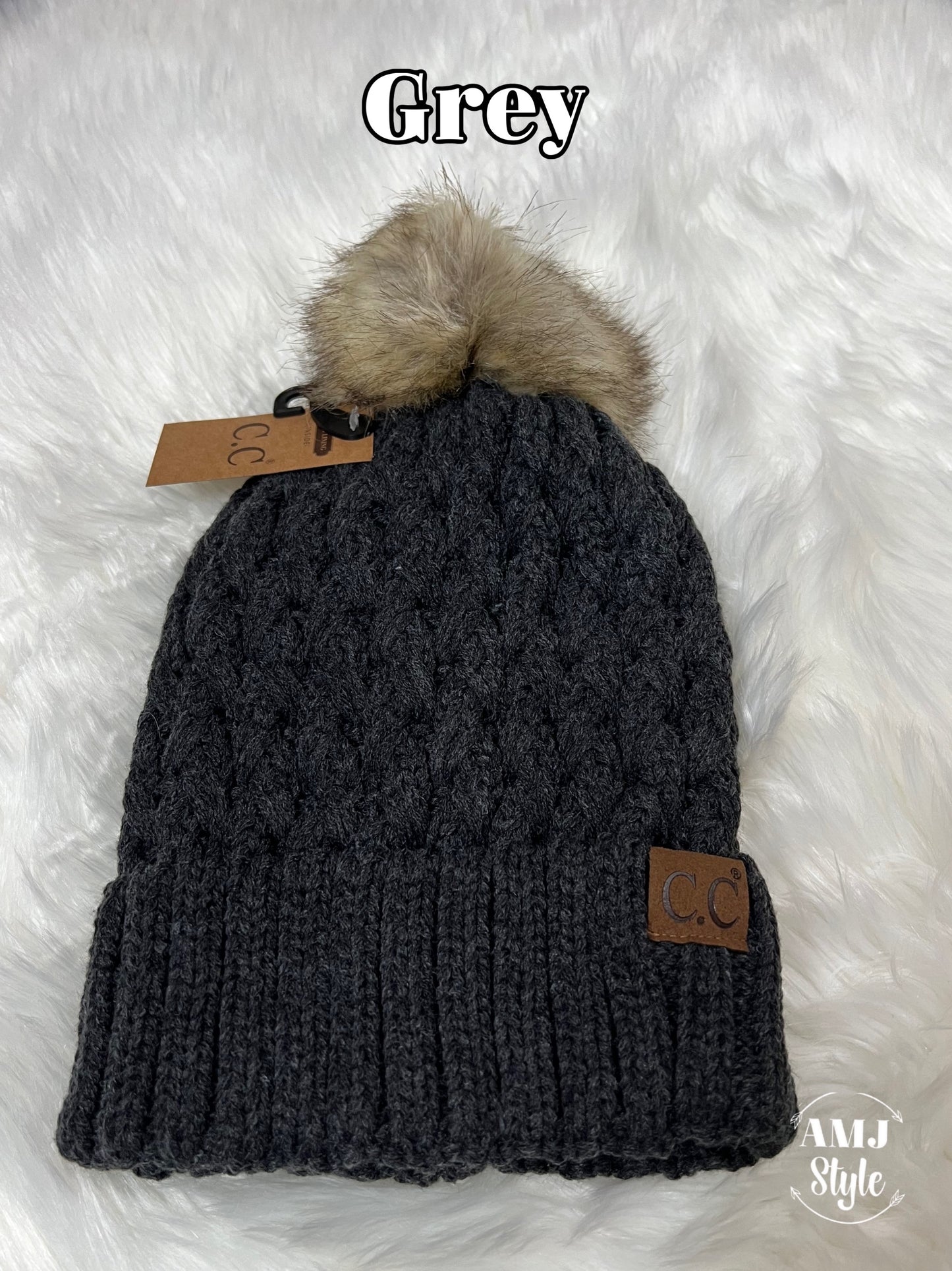 Cozy Cable Knit Pom Beanie