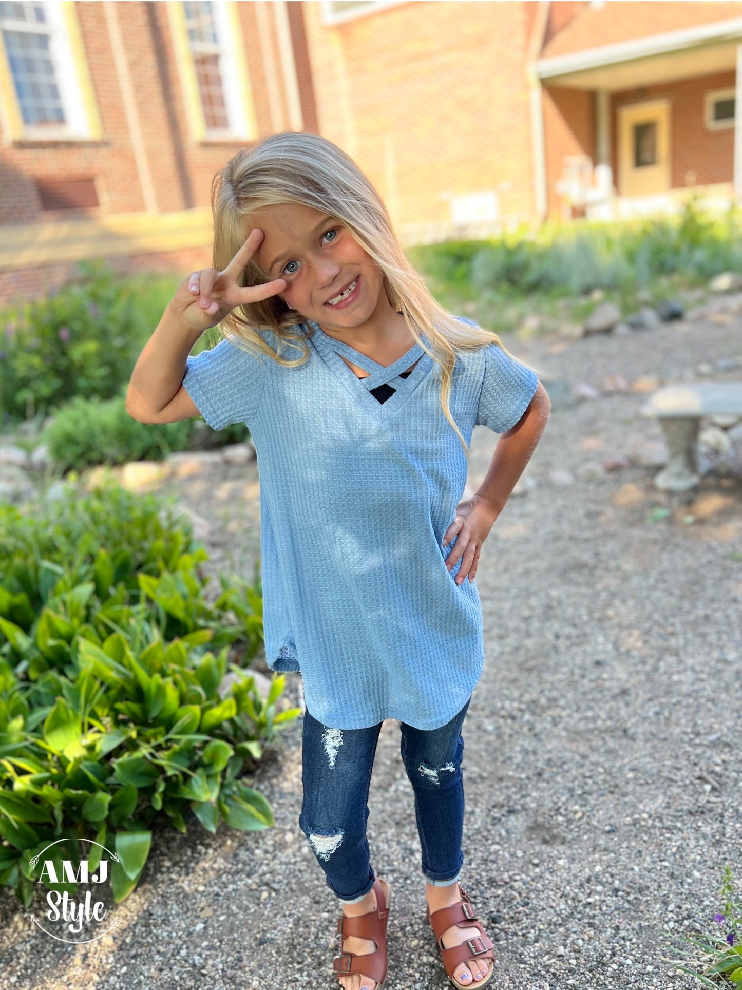 Waffle Criss Cross Kiddo Top