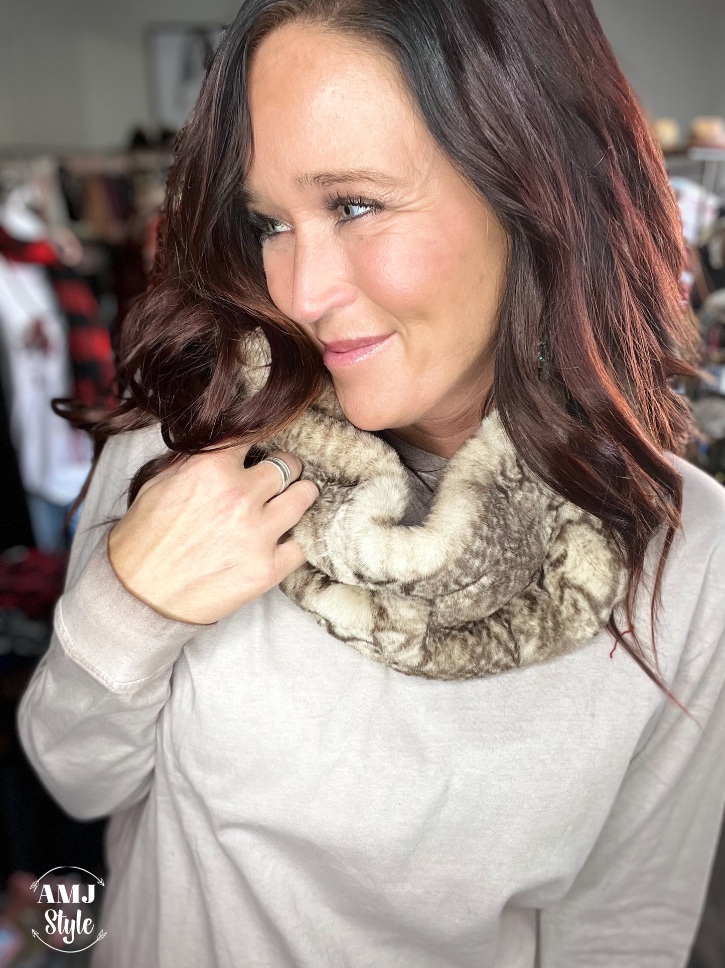 Plush faux fur Infinity Scarf