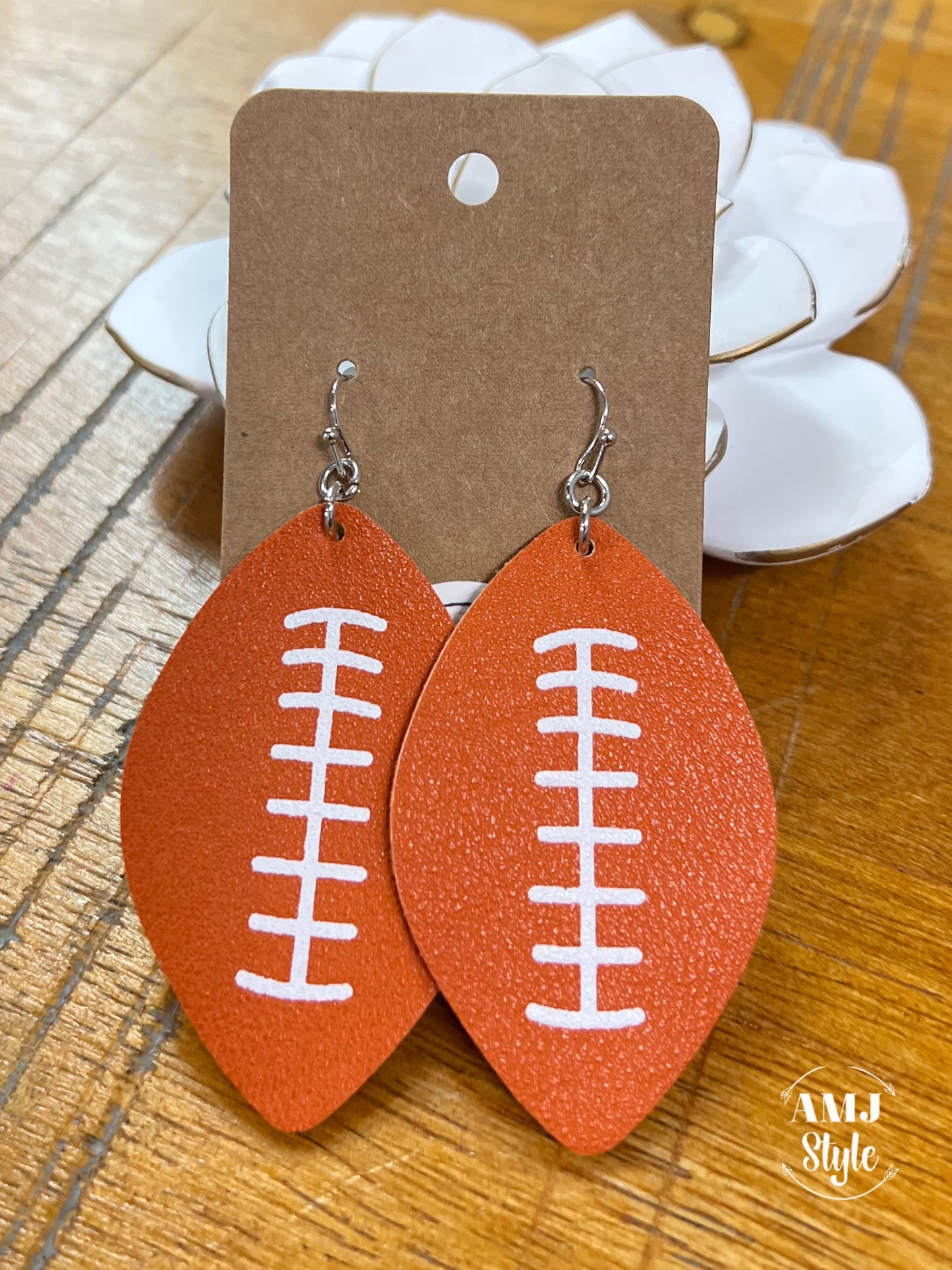 Leather Football Earrings
