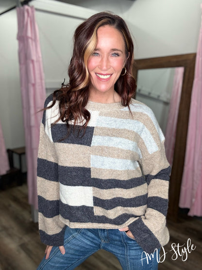 The Color Block Edit Sweater - Gray