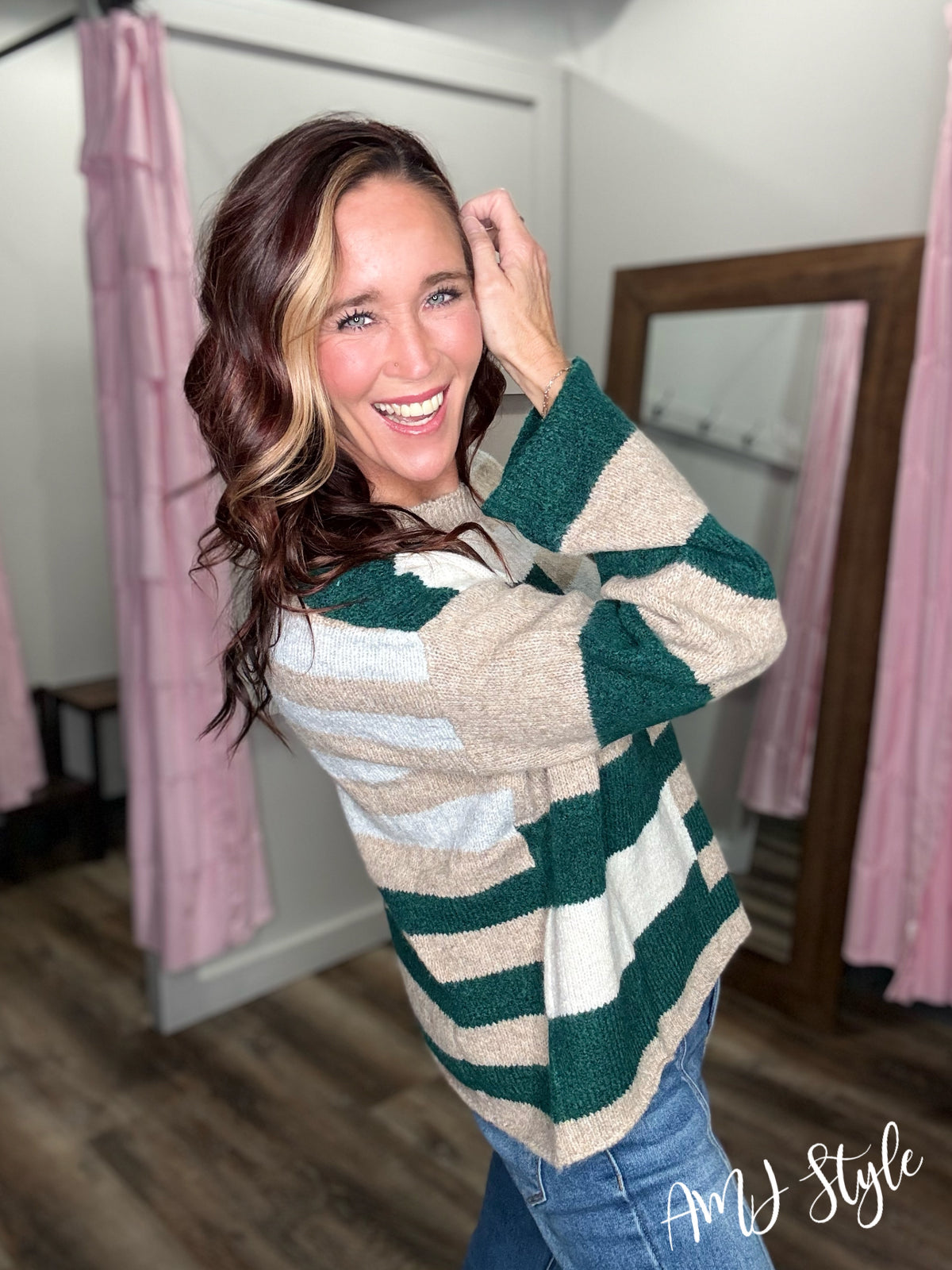 The Color Block Edit Sweater - Green
