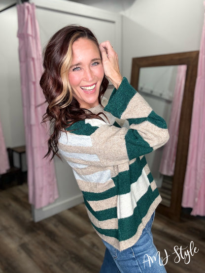 The Color Block Edit Sweater - Green