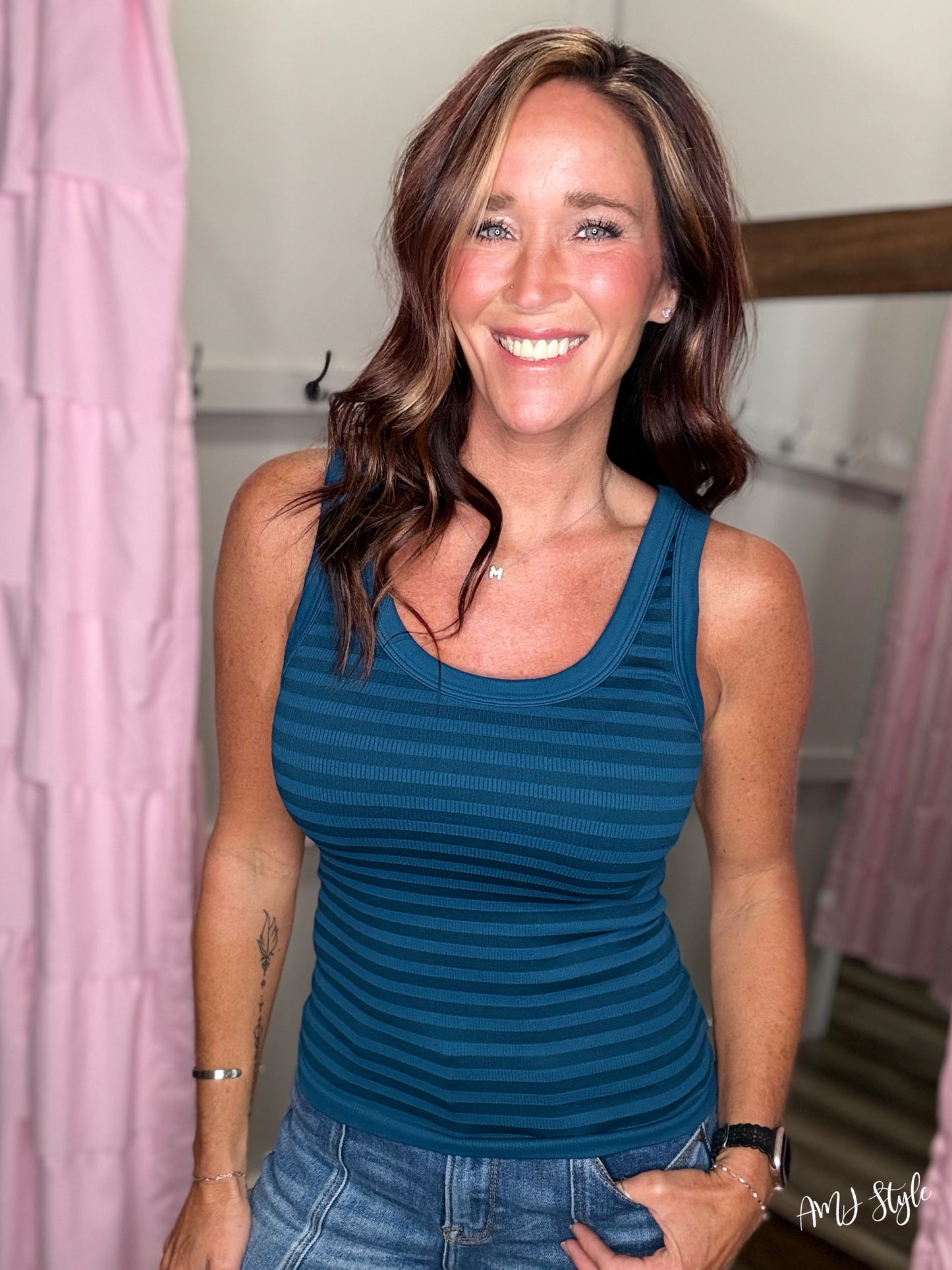 Switchup Stripe Tank - Deep Sea Blue