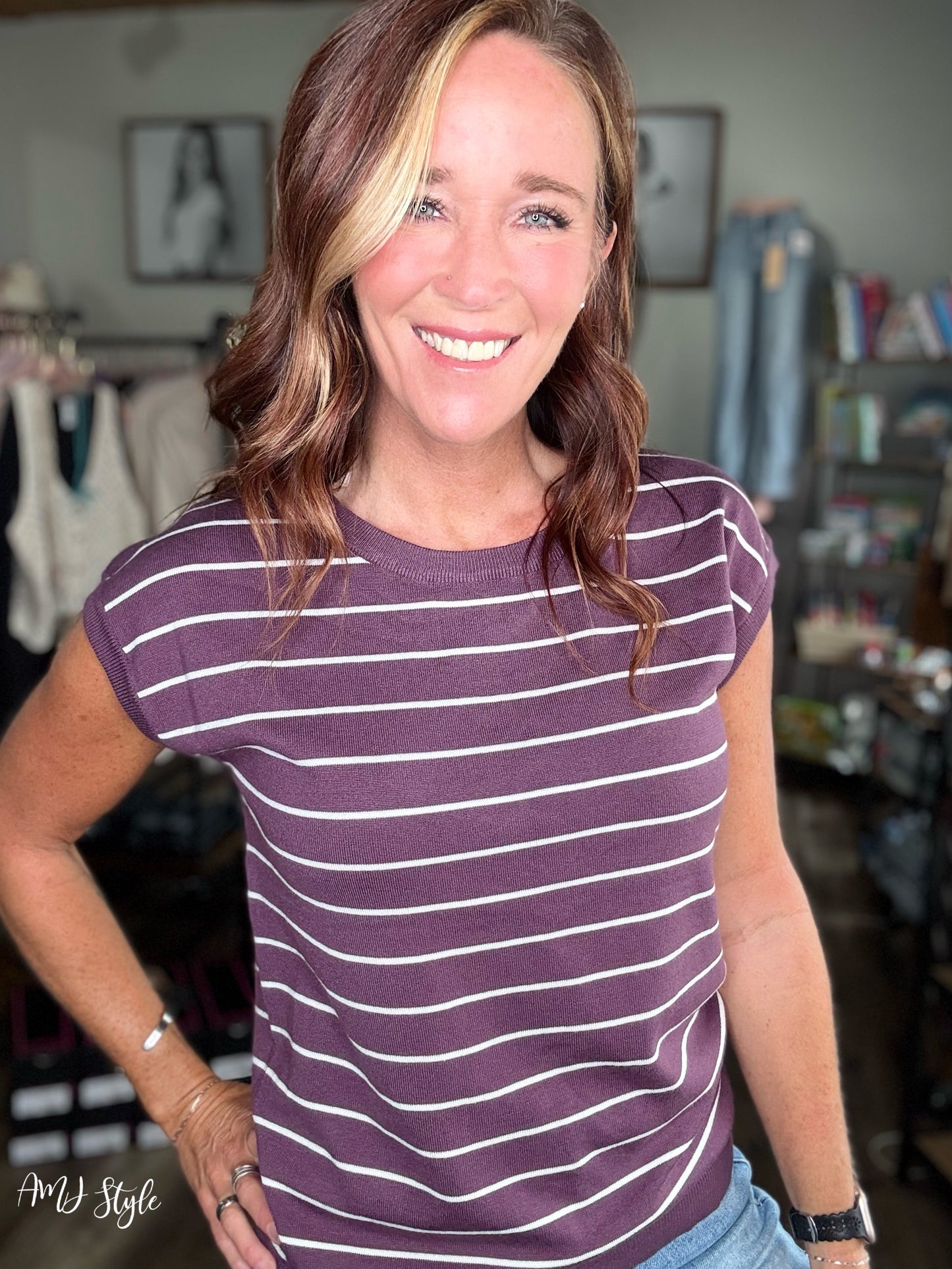 Berry Bold Stripe Top
