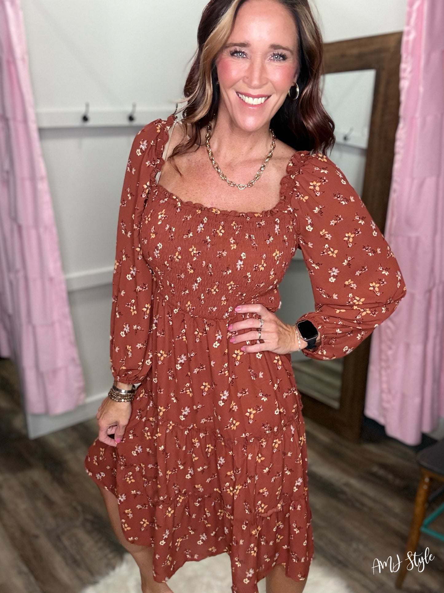 Golden Floral Dress