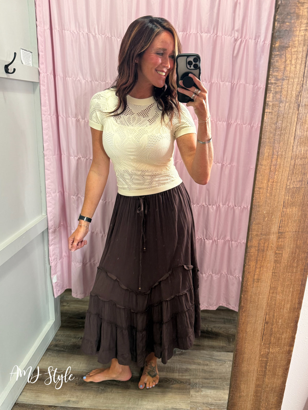 Wavy Ruffle Chocolate Skirt