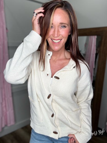Ivory Luxe Toggle Sweater