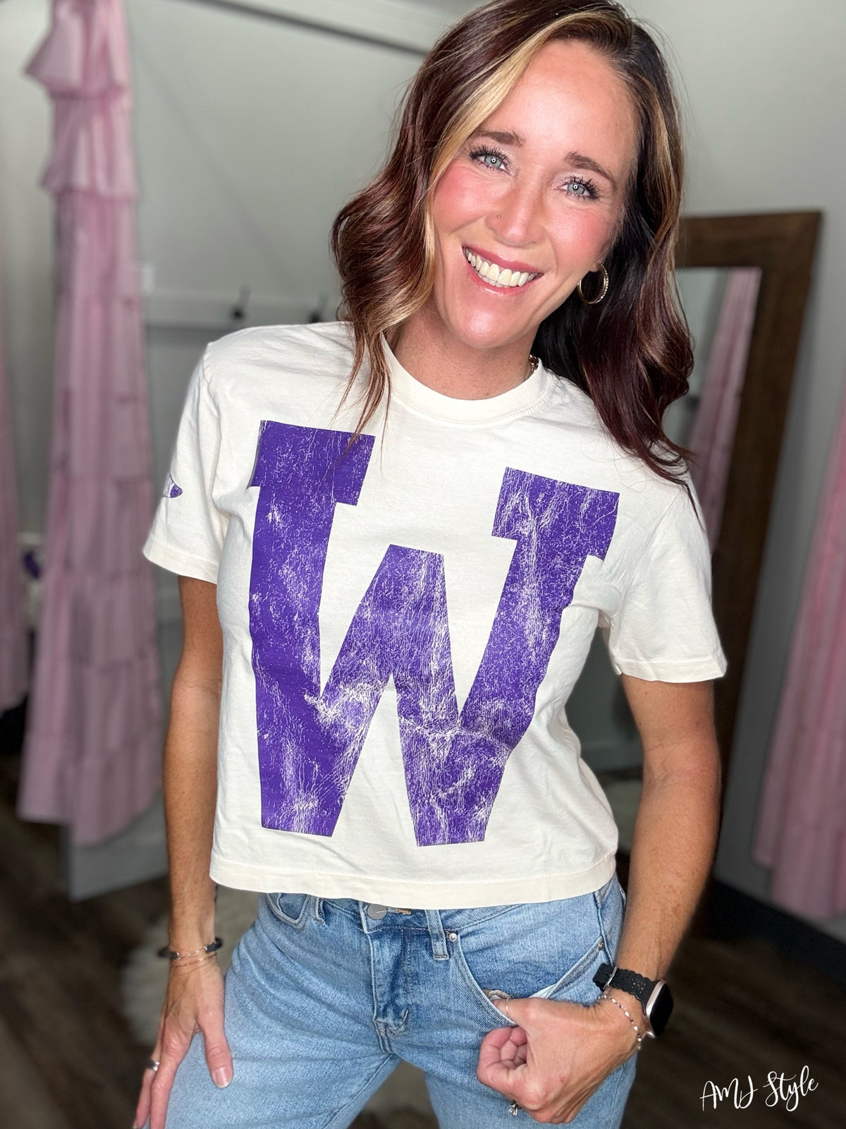 W Gameday Boxy Tee - Cream