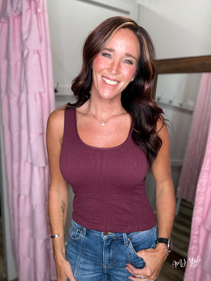 FlipSide Luxe Lace Tank - Fig