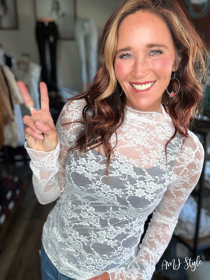 Floral Mesh Long Sleeve